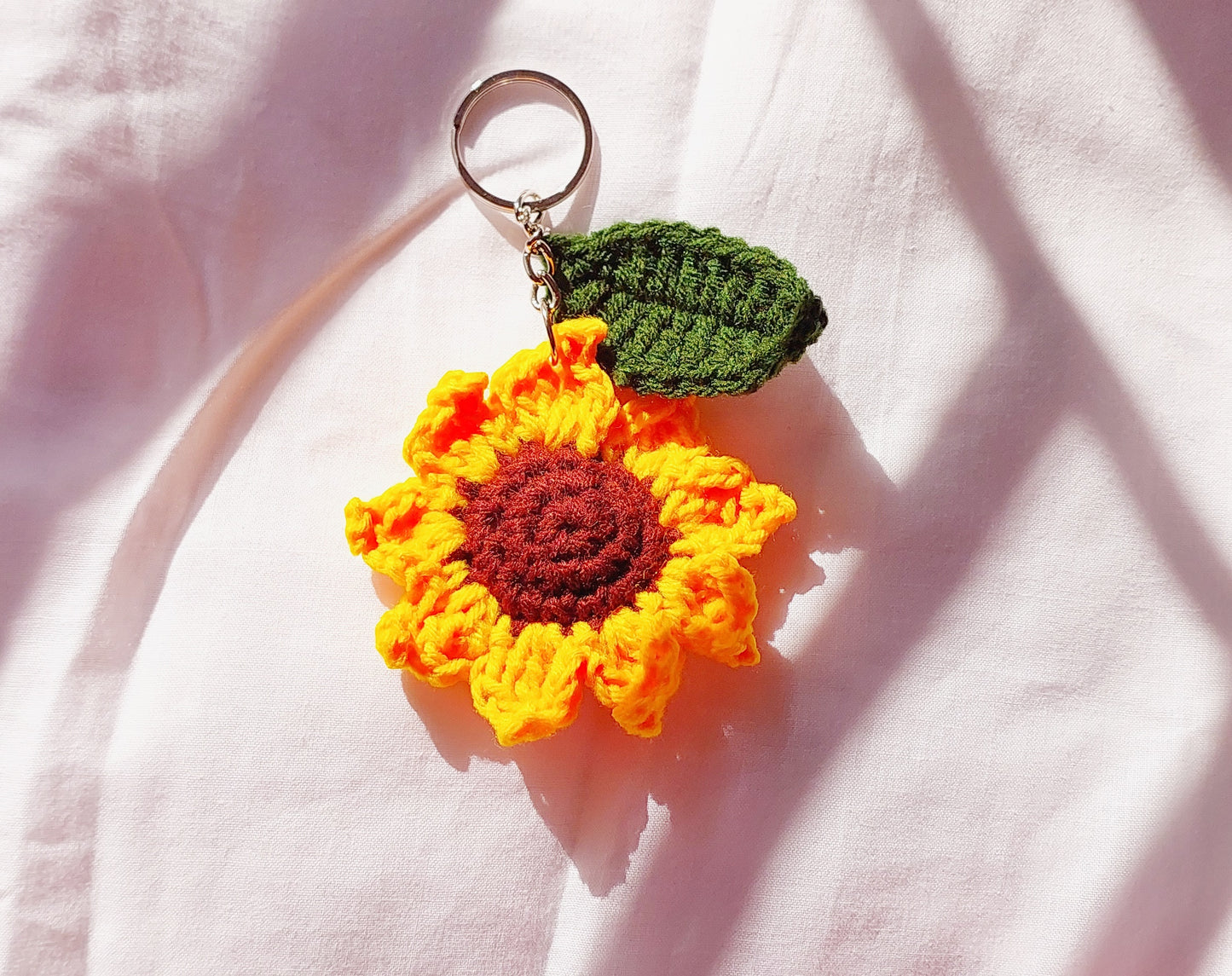 Handmade Crochet Sunflower Keyring